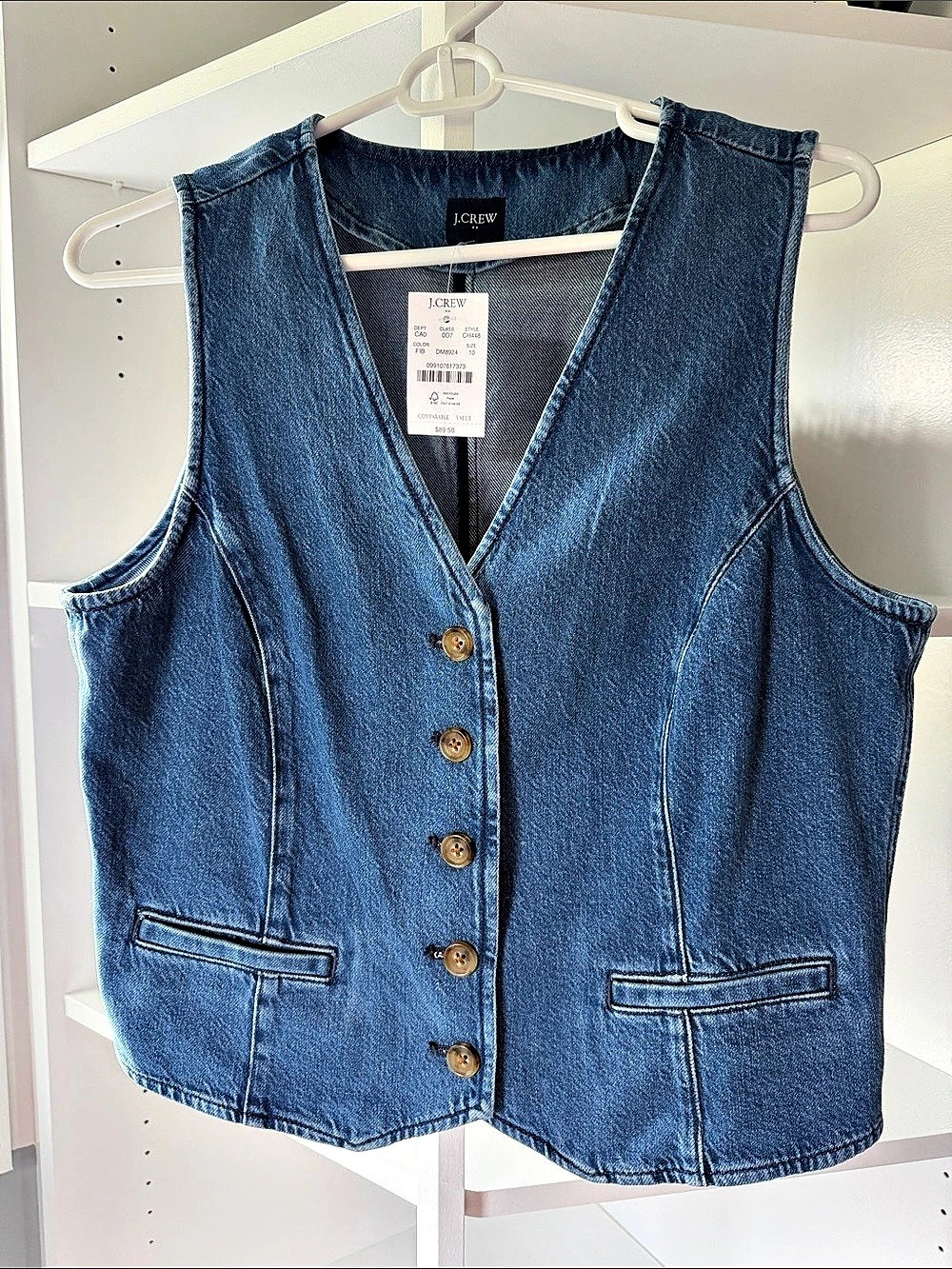 J.Crew Denim Vest in Blue Size XL NWT